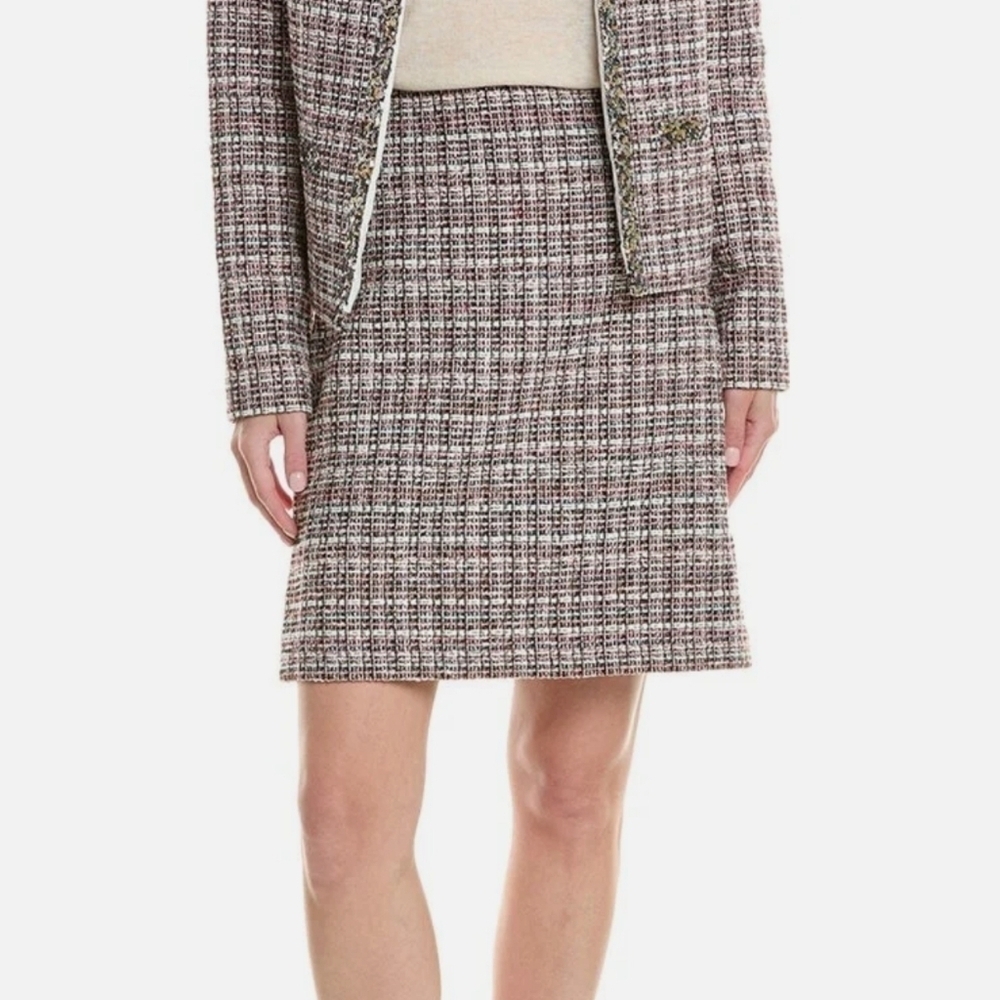 St. John Womens Novelty Tweed A-line Skirt